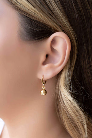 Brinco Argola Click Bola Lisa 2.5 cm Banhado a Ouro 18K