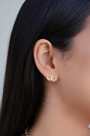 Brinco Corações Entrelaçados 1.6 cm Banhado a Ouro 18K