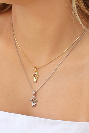 Pingente Filho Ponto de Luz Cravejado Cristal 1.4 cm Banhado a Ouro 18K