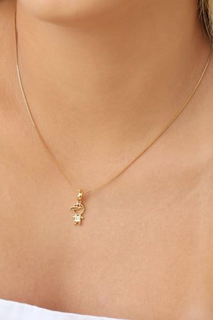 Pingente Filho Ponto de Luz Cravejado Cristal 1.4 cm Banhado a Ouro 18K