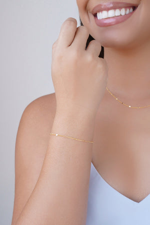 Pulseira Grumet Plaquinhas 2 mm Banhado a Ouro 18K