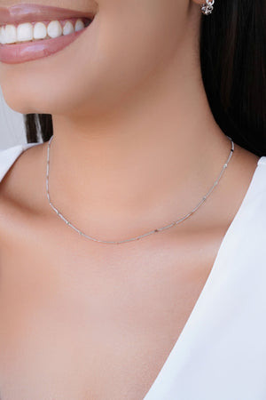 Choker Grumet Plaquinhas Ródio Branco - 33 cm