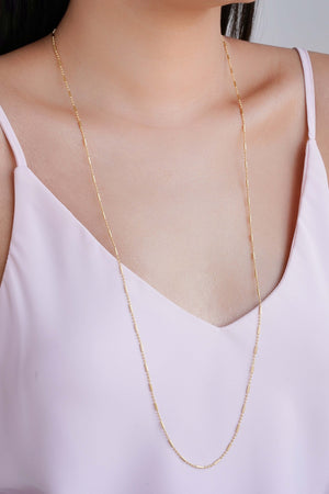 Gargantilha Longa Canutilhos 1 mm Banhado a Ouro 18K - 80 cm