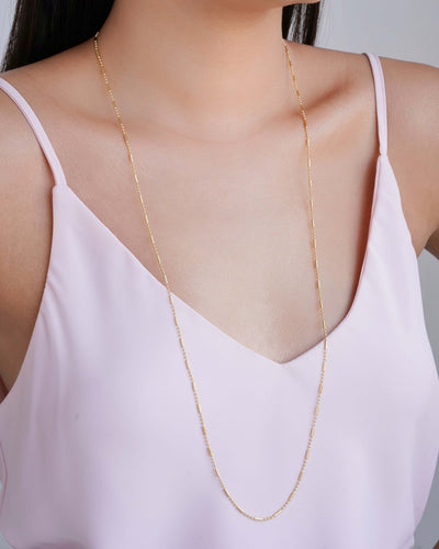 Colar Longo Canutilhos 1 mm Banhado a Ouro 18K - 80 cm