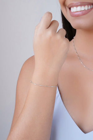 Pulseira Canutilhos 1.0 mm Ródio Branco