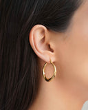 Brinco Argola Torcida Lisa Fecho Italiano 3.3 cm Banhado a Ouro 18K