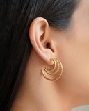 Brinco Argola Três Filetes 2.9 cm Banhado a Ouro 18K