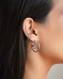 Brinco Argola Três Filetes 2.9 cm Ródio Branco