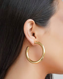 Brinco Argola ABS Tubo Liso 5.0 cm Banhado a Ouro 18K