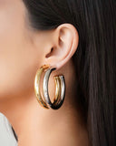 Brinco Argola ABS Tubo Liso 5.0 cm Banhado a Ouro 18K