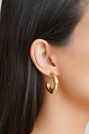 Brinco Argola ABS Orgânica Lisa 3.2 cm Banhado a Ouro 18K