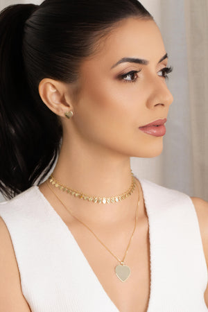 Brinco Coração Liso 1.0 cm Banhado a Ouro 18K