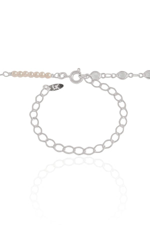 Choker Pérolas Pontos de Luz Cristal Ródio Branco