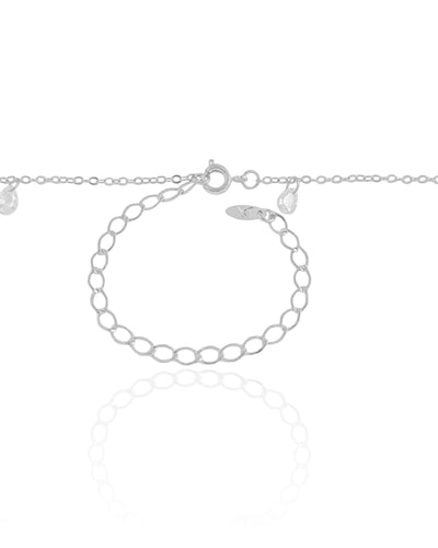 Choker Elos Gotas Cristais Ródio Branco - 31 cm