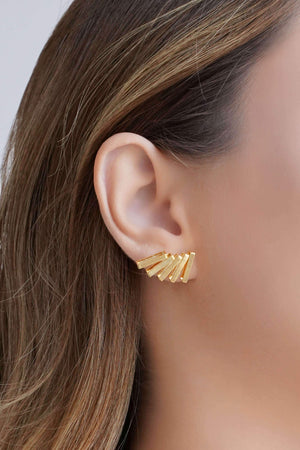 Ear Cuff Retângulos Vazados 2.0 cm Banhado a Ouro 18K
