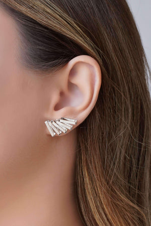 Ear Cuff Retângulos Vazados 2.0 cm Ródio Branco