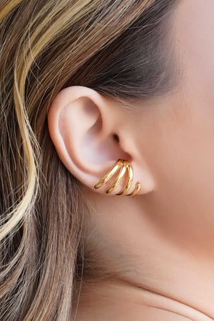 Ear Cuff Filetes Lisos 1.9 cm Banhado a Ouro 18K