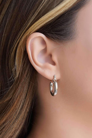 Brinco Argola Tubo Liso Fecho Italiano 2.5 cm Ródio Branco