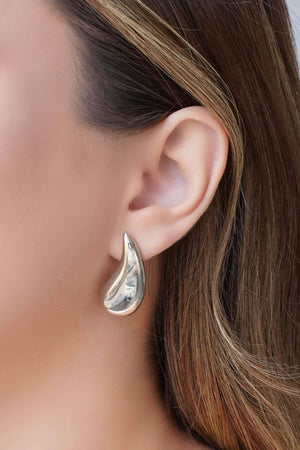 Brinco Gota Lisa 3.2 cm Ródio Branco