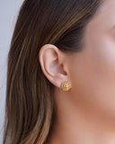 Ear Jacket Redondo Tela Meia Bola Lisa 3.2 cm Banhado a Ouro 18K