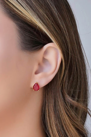 Conjunto Gota Rubi Banhado a Ouro 18K