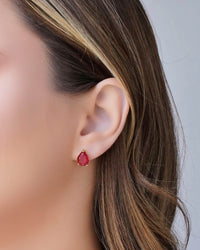 Conjunto Gota Rubi Banhado a Ouro 18K