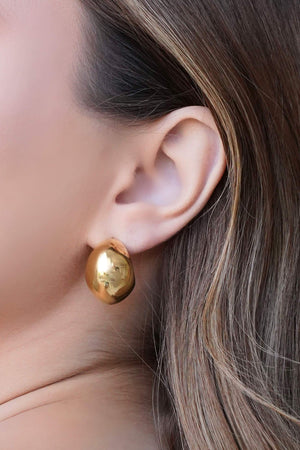 Brinco Argola Abaulada Lisa 2.3 cm Banhado a Ouro 18K