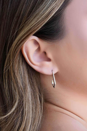 Brinco Geométrico Gancho 2.4 cm Ródio Branco