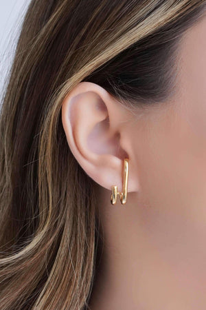 Ear Hook Filetes Lisos 2.4 cm Banhado a Ouro 18K