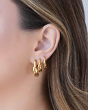 Brinco Argola Click Ondulada 2.0 cm Banhado a Ouro 18K