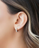 Brinco Argola Click Cravejada Cristal 1.4 cm Ródio Branco