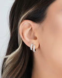 Brinco Argola Click Cravejada Cristal 1.4 cm Ródio Branco