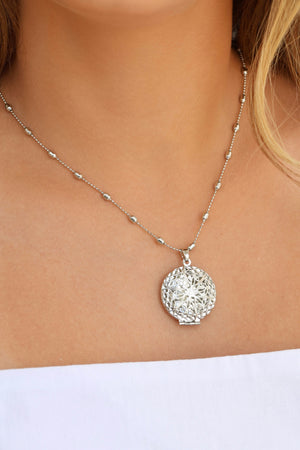 Relicário Estrela Gomos Ródio Branco - 45 cm