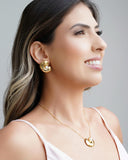 Brinco Orgânico Liso Pérola 2.8 cm Banhado a Ouro 18K