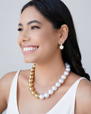 Gargantilha Bolas Lisas e Pérolas Banhado a Ouro 18K - 40 cm