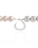 Gargantilha Bolas Lisas e Pérolas Ródio Branco - 40 cm