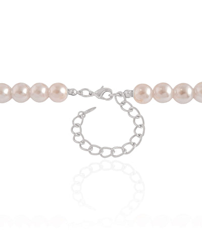 Colar Orgânicos e Pérolas Ródio Branco - 40 cm