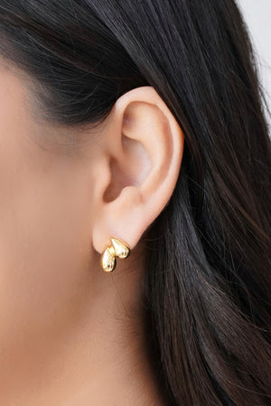 Brinco Gota Dupla Lisa Banhado a Ouro 18K