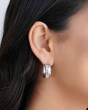 Brinco Argola Click Detalhada 2.3 cm Ródio Branco