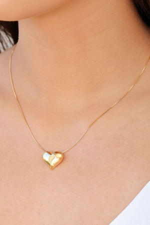 Gargantilha Veneziana Coração Liso Banhado a Ouro 18K - 45 cm