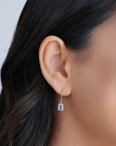 Brinco Argola Click Retângulo Cristal 2.3 cm Ródio Branco