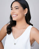 Brinco Meia Argola Três Filetes com Bolinhas Ródio Branco