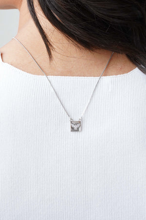 Escapulário Espírito Santo Coração Vazado Ródio Branco - 60 cm