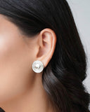 Brinco Redondo Coração Liso 1.9 cm Ródio Branco