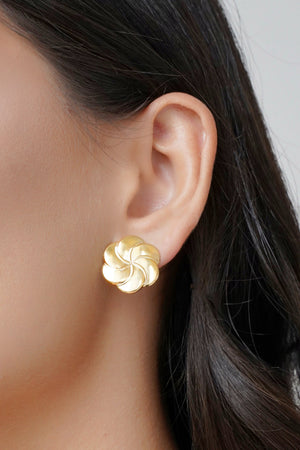 Brinco Flor Lisa 2.0 cm Banhado a Ouro 18K