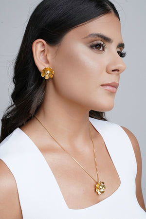 Brinco Flor Lisa 2.3 cm Banhado a Ouro 18K