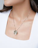 Gargantilha Veneziana Flor Lisa 2.3 cm Ródio Branco - 45 cm