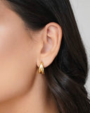 Brinco Argola Abaulada Detalhe 1.6 cm Banhado a Ouro 18K