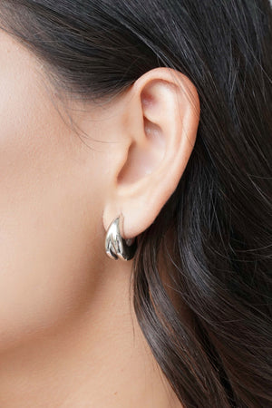 Brinco Argola Abaulada Detalhe 1.6 cm Ródio Branco