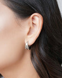 Brinco Argola Abaulada Detalhe 1.6 cm Ródio Branco